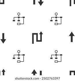 Set Arrow,  and Hierarchy organogram chart on seamless pattern. Vector