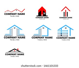 Set of Arrow house logo design template