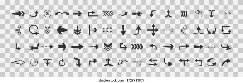 Set of arrow icon. Arrows Blacks on ransparent background. Collection of concept arrows for web design, mobile apps, interface and more. Vector illustration EPS10.