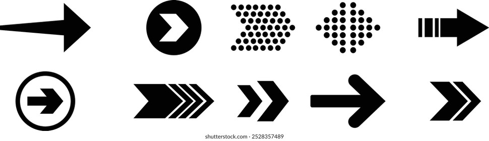 Set Arrow icon. Black arrows icons. Arrow vector collection. Collection different arrow signs. Arrows vector illustration collection.