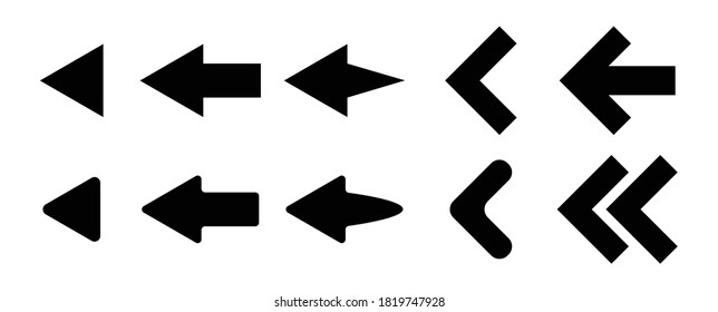 set arrow icon, black vector arrows on white background