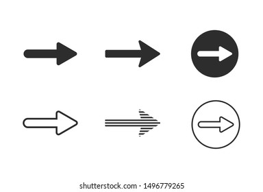 Set of Arrow Icon Black and White