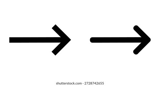 Ein Symbol für einen festgelegten Pfeil. Sammle verschiedene Zeichen. Schwarze Pfeilsymbole. eps Vektorpfeil-Auflistung verschiedener Pfeilsymbole. Vorwärtspfeilzeichen und -symbol.