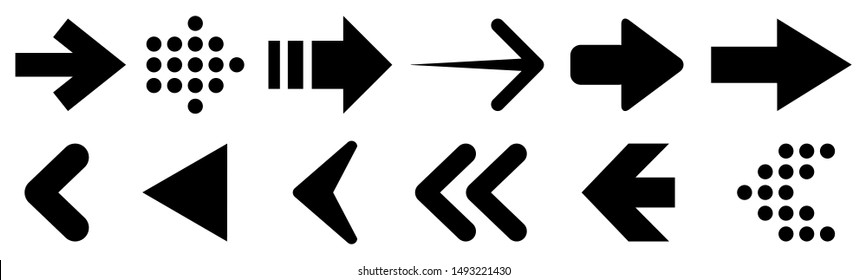 Pijlpictogram instellen. Verzamel verschillende pijlen teken. Zwarte vectorpijlen — vector