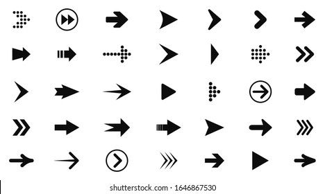 Establecer icono de flecha. Señal de flechas diferentes de la colección. Iconos de flechas vectoriales negras - vectorial