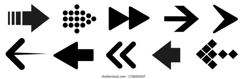 Set arrow icon. Collection different arrows sign. Black vector arrows vector