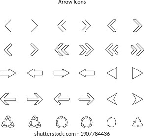 Set Arrow Icon. Collection Different Arrows Sign. Set Of Flat Icons, Signs, Symbols Arrow For Interface Design, Web Design, Apps And More. Arrows Big Black Set Icons. Arrow Icon. 