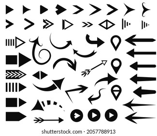 Set arrow icon. Collection different arrows sign. Arrow flat style isolated on white background - stock vector.