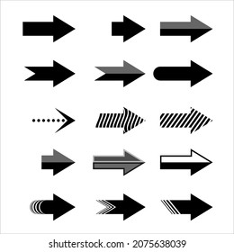 Set arrow icon. A collection of different arrows. directions, speed signs Black vector arrow – vector
