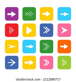 Establecer icono de flecha. Señal de flechas diferentes de la colección. Flechas vectoriales coloreadas. vector