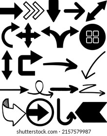 Establecer icono de flecha. Señal de flechas diferentes de la colección. Flechas vectoriales negras - vector. símbolo de flechas