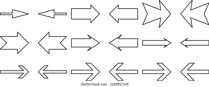 Establecer icono de flecha. Señal de flechas diferentes de la colección. Flechas vectoriales negras - vector 