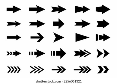 Set arrow icon. Collection different arrows sign. Black vector arrows.