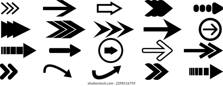Establecer icono de flecha. Signo de flechas diferentes de la colección