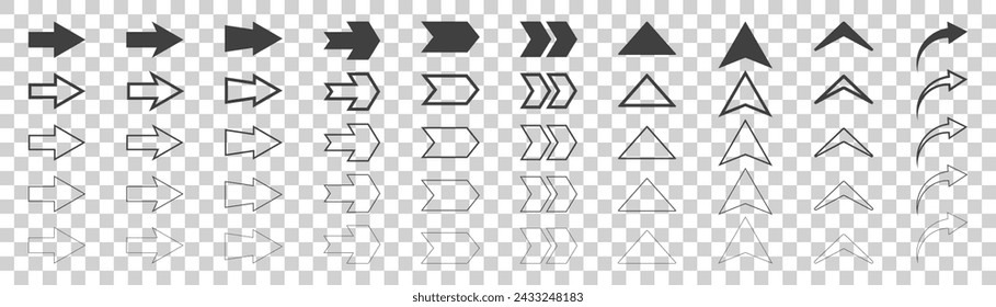 Set arrow icon. Collection different arrows sign.