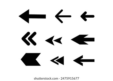 Establecer icono de flecha. Colección de diferentes flechas signo. Flechas de Vector negro - Vector