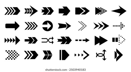 Set arrow icon. Collection different arrows sign. Black vector arrows