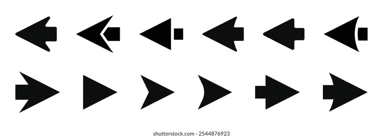 Set arrow icon. Collection different arrows sign. Black vector arrows. 