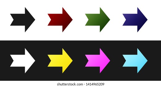 Set Arrow icon isolated on black and white background. Direction Arrowhead symbol. Navigation pointer sign.  Vector Illustration