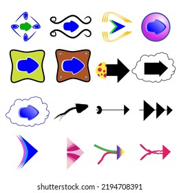 Set of arrow icon, isolated white background. Vector format