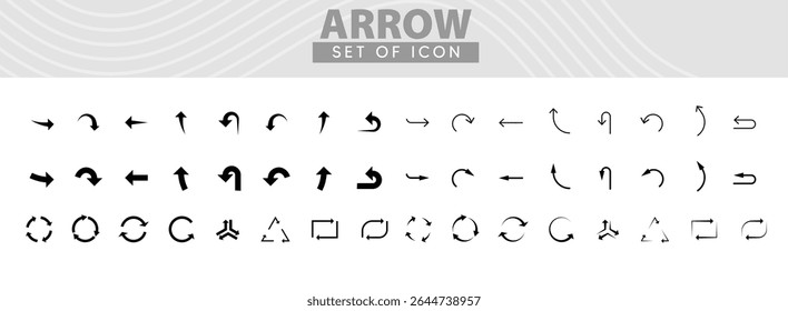 set of arrow icon on white isolated vector illustration