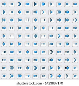 Set of Arrow icon symbol with trendy flat style icon for web site design, logo, app, UI. Blue color isolated on white background. vector illustration