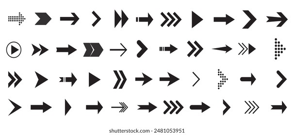 Set of Arrow icon, vector, silhouette. Arrow vector collection flat style isolated on white background. Modern simple Arrow icons. Vector illustration.