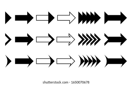 Set of arrow icon vector. Arrow symbol. Black color. Eps 10