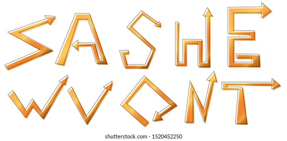 Set Arrow icons, abstract letters design template, isolated signs, vector illustration