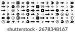 Set Arrow Icons. Collection Arrows Sign. Navigation Direction Symbols, Right Arrow Direction Black Color Icon