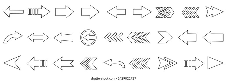 Set arrow icons. Collection arrows sign. Black arrow icon set. Cursor. Arrow vector icon. Simple arrow set. Vector illustration
