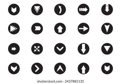 Set arrow icons. Collection arrows sign. Black arrow icon set. Arrow. Cursor. vector icon. Simple arrow set. Vector illustration
