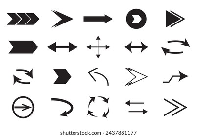 Set arrow icons. Collection arrows sign. Black arrow icon set. Arrow. Cursor. vector icon. Simple arrow set. Vector illustration