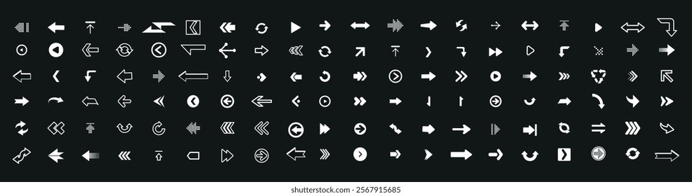 Set arrow icons. Collection arrows sign. White arrow icon set. Arrow. Cursor. Arrow vector icon. Collection different arrows sign. Modern simple arrows