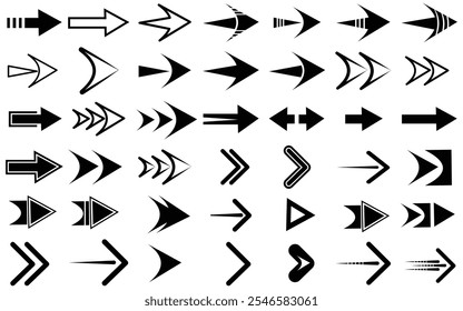 Set of Arrow icons. Collection of black Arrows sign. Modern simple Arrow and Cursor vector collection.