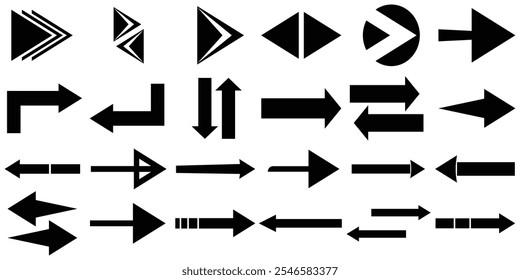 Set of Arrow icons. Collection of black Arrows sign. Modern simple Arrow and Cursor vector collection.