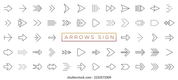 Set arrow icons. Collection different arrows sign. Set different cursor arrow direction symbols in flat style. Black arrows icons