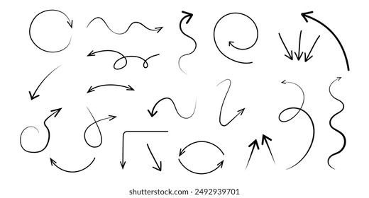 Establecer iconos de flecha, Colección diferentes tipos de signo de flechas. Flechas de Vector negras totalmente editables 