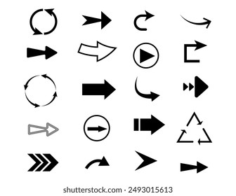 Establecer iconos de flecha, Colección diferentes tipos de signo de flechas. Flechas de Vector negras totalmente editables 