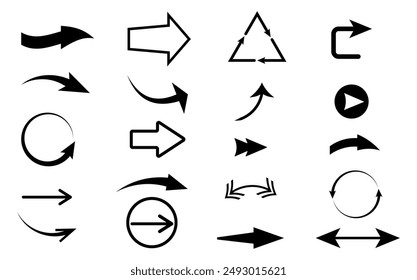 Set arrow icons, Collection different types of arrows sign. Black vector arrows fully editable 