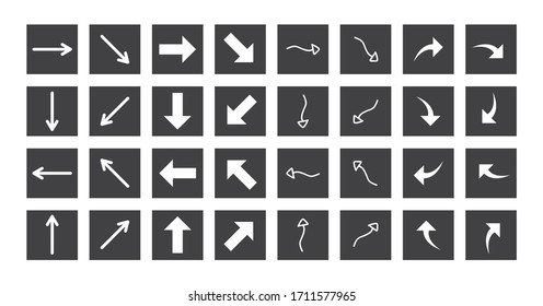 set of arrow icons with different shapes and directions.