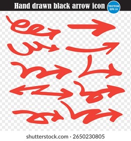 Set of arrow icons, featuring various styles and directions. Collection of hand drawn arrows. Eps 10