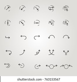 Set Of Arrow Icons, Fine Lines, Symbols, Modern Design