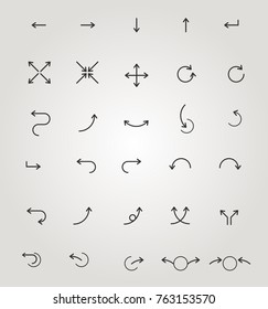 Set Of Arrow Icons, Fine Lines, Symbols, Modern Design