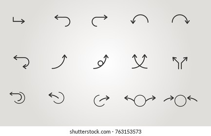 Set Of Arrow Icons, Fine Lines, Symbols, Modern Design