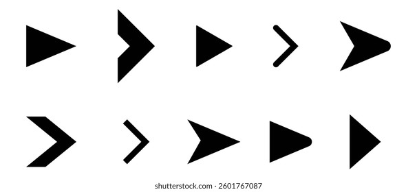 set of arrow icons. flat and abstract arrow collection set vector. set of black and white icons. vector illustration.