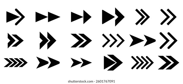 set of arrow icons. flat and abstract arrow collection set vector. set of black and white icons. vector illustration.
