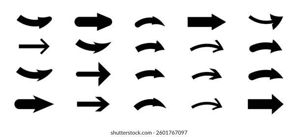 set of arrow icons. flat and abstract arrow collection set vector. set of black and white icons. vector illustration.
