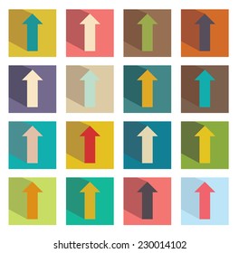 Set arrow icons, flat design. vector illustration of web design elements.