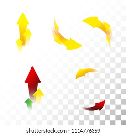 Set of arrow icons. Flat. Gradient. Transparent background.